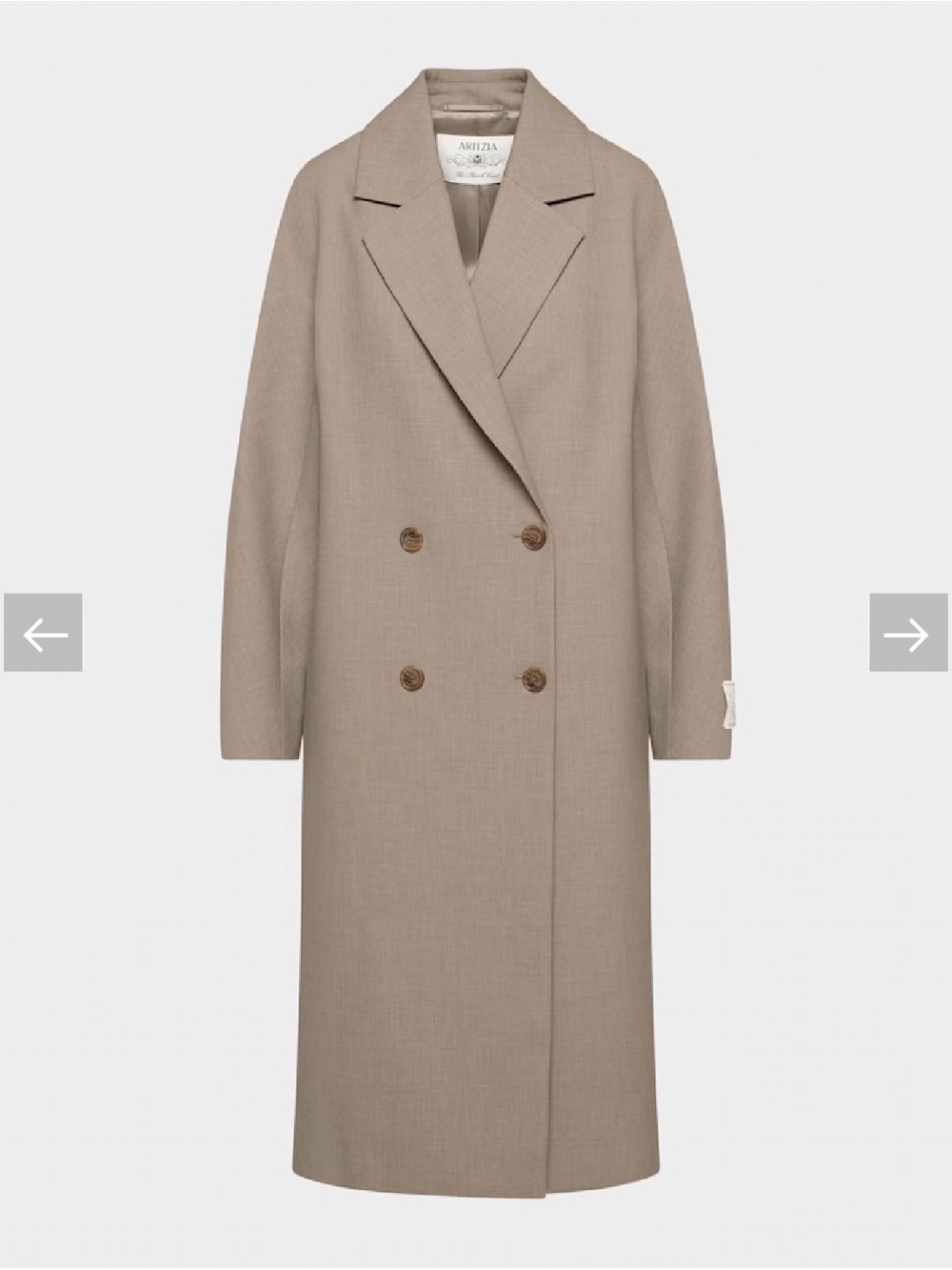 NWT Aritzia Taupe Double-Breasted Slouch Coat